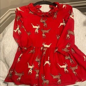 H&M Red Christmas Dress with Festive Rudolph Reindeer Print